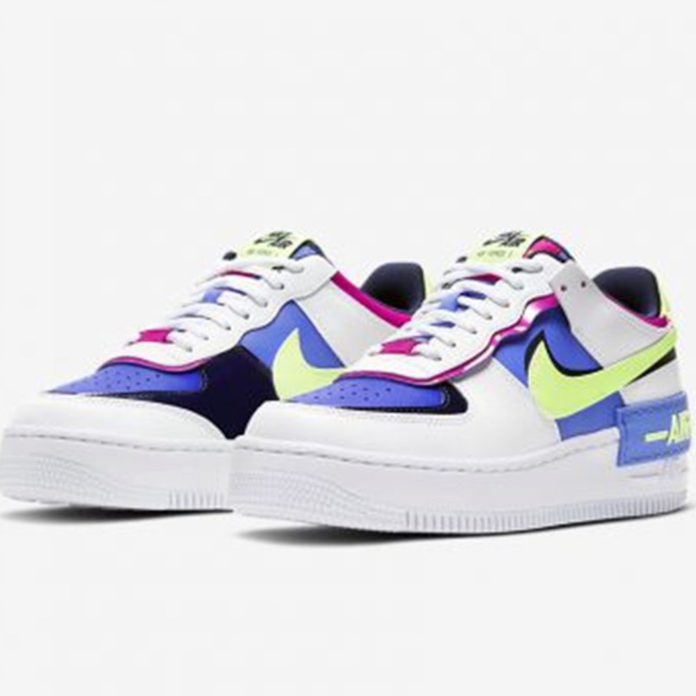 Nike Air Force 1:Shadow White Sapphire Barely Volt - Picture 1 of 4